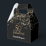 50 and fabulous Black gold confetti 50th Birthday  Favour Box<br><div class="desc">Introducing our "Gold, Black, and White Confetti 50 and Fabulous 50th Birthday Favour Box" – a stunning addition to any milestone birthday celebration. Inspired by the elegance of the "golden" birthday milestone, this favour box features a sophisticated confetti theme in gold, black, and white, adding a touch of glamour to...</div>