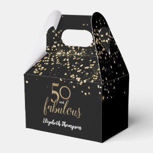 50 and fabulous Black gold confetti 50th Birthday Favour Box
