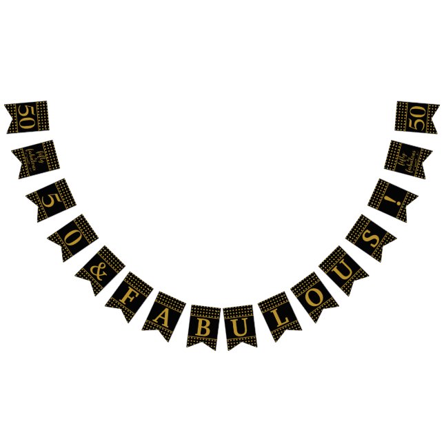 50 And Fabulous Black Gold Dots Bunting (All)