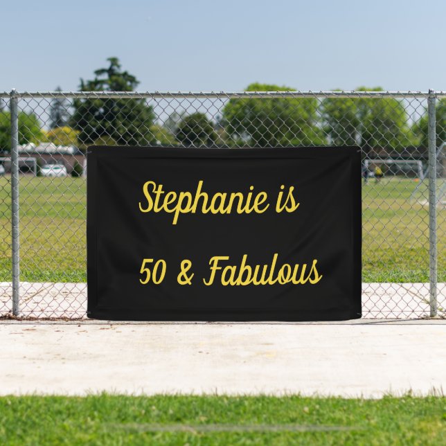 50 And Fabulous Black Gold Golden Birthday  Banner (Insitu)