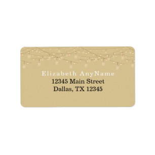 50 and Fabulous Black Text Gold Lights Address Label