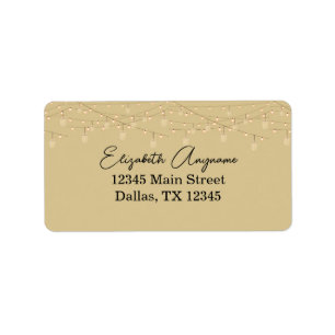 50 and Fabulous Black Text Gold Lights Label