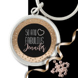 50 and Fabulous Bling Fancy 50th Gold Black Blush  Key Ring<br><div class="desc">Looking for a glam and girly gift for the big 50th birthday party?  Something that will remind her how fabulous she is?  You can add a personal message and her name too!</div>