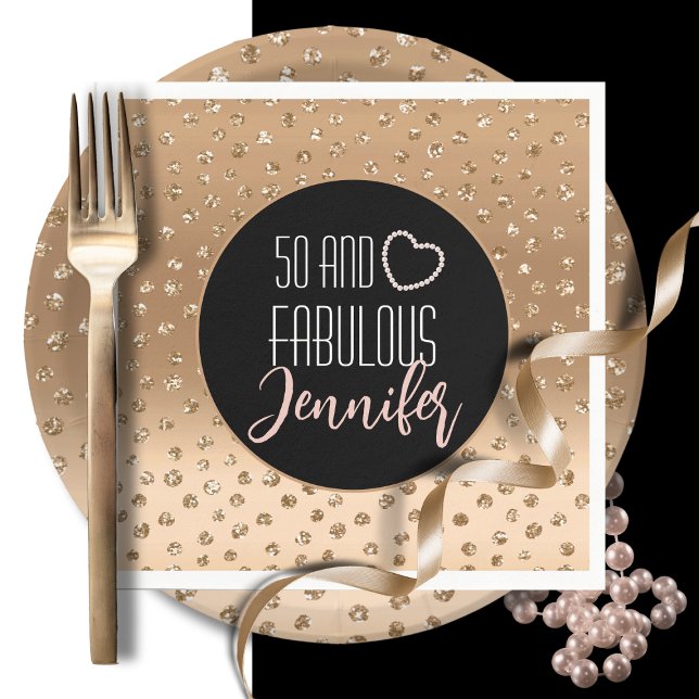 50 and Fabulous  Blush Gold Simple 50th Birthday  Napkin (Creator Uploaded)