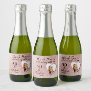 50 and Fabulous Blush Pink Birthday Favours Mini Sparkling Wine Label