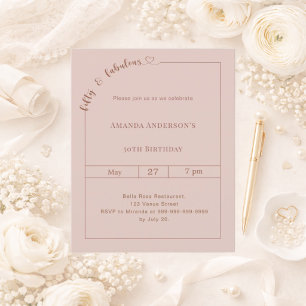 50 and fabulous blush pink birthday invitation
