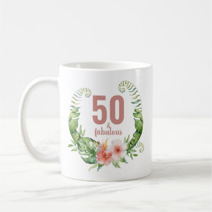 50 and fabulous blush pink script elegant birthday coffee mug