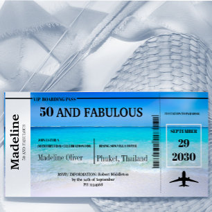 50 and Fabulous Boarding Pass Destination Birthday