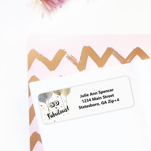 50 and Fabulous Bold Birthday Return Address Label (Creator Uploaded)