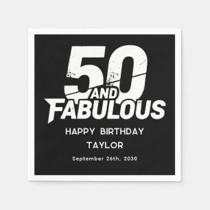 50 and Fabulous Bold Grunge Distressed Birthday Napkin