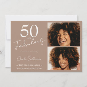 50 and Fabulous Brown 50th Birthday Party Invitation