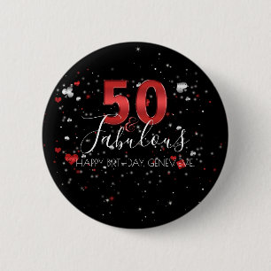 50 and Fabulous   Casino Vegas Birthday 6 Cm Round Badge