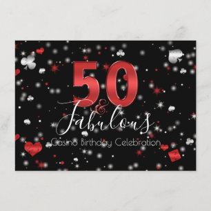 50 and Fabulous   Casino Vegas Birthday Invitation