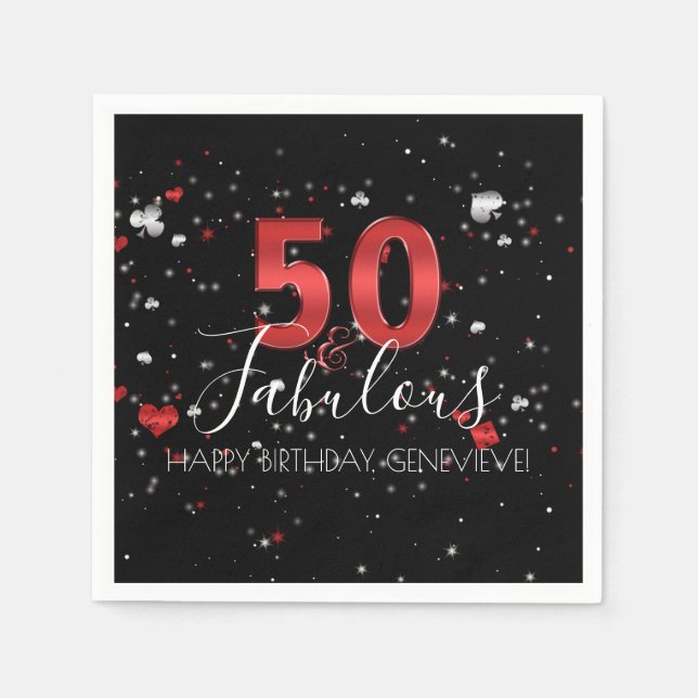 50 and Fabulous | Casino Vegas Birthday Napkin (Front)