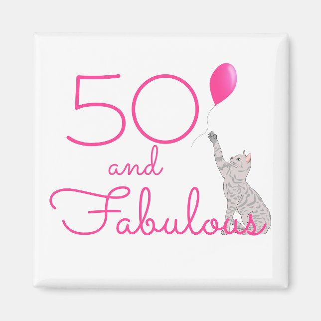 50 And Fabulous Cat Lovers Birthday Magnet (Front)