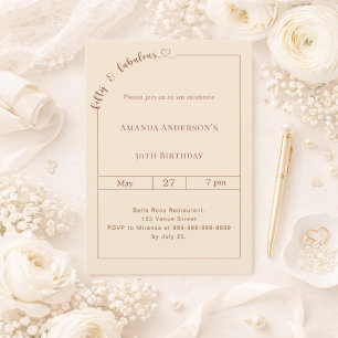 50 and fabulous champagne gold birthday invitation