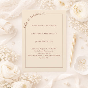 50 and fabulous champagne gold birthday invitation