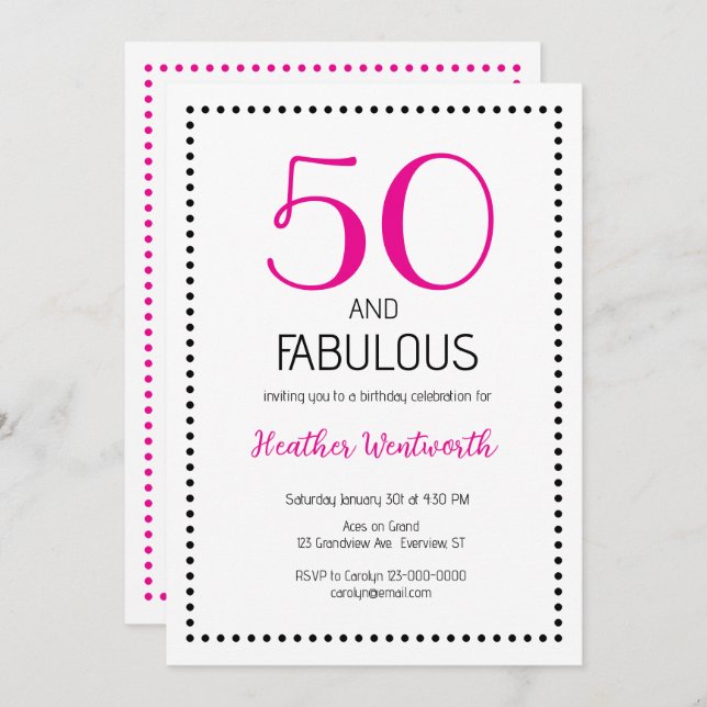  50 and Fabulous Charming 50th Birthday Invitation (Front/Back)