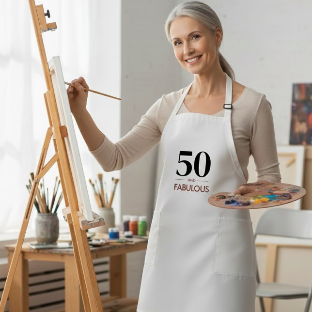 50 and Fabulous Cherry Wine Birthday Party Long Apron (Creator Uploaded)