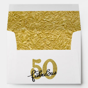 50 and Fabulous   Classy Gold Black and White Envelopes