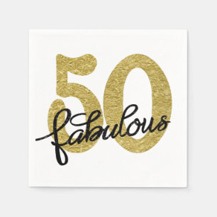 50 and Fabulous Classy Gold Black and White Napkin