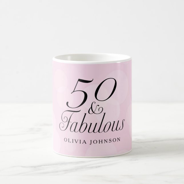 50 and Fabulous Coffee Mug - Pink & White (Center)