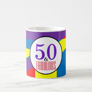 50 And Fabulous Colourful Geometric Milestone Art Coffee Mug