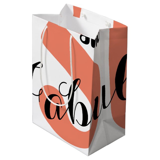50 and Fabulous Coral Bold 50th Birthday Party Medium Gift Bag (Back Angled)