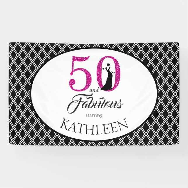 50 and Fabulous Custom 50th Birthday Banner (Horizontal)