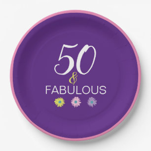50 and Fabulous Daisy 21, 30 40, 60 age Paper Plate