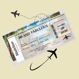 50 and Fabulous Destination Boarding Pass Birthday