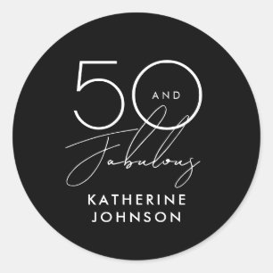 50 and Fabulous Elegant 50th Birthday Classic Classic Round Sticker