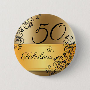 50 and Fabulous Elegant 6 Cm Round Badge