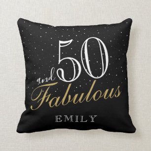 50 and Fabulous Elegant Black 50th Birthday Cushion