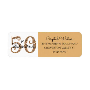 50 AND FABULOUS Elegant Copper Gold Return Address Return Address Label