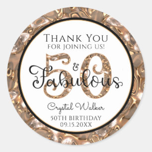 50 AND FABULOUS Elegant Gold Thank You Favour Tag