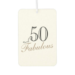 50 and Fabulous Elegant Script Birthday Photo Car Air Freshener