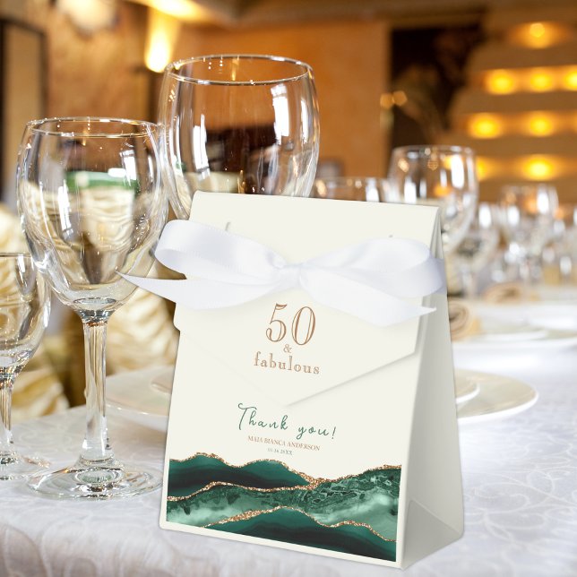 50 and Fabulous Emerald Green Gold Agate Thank You Favour Box (Creator Uploaded)