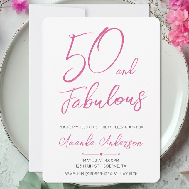 50 and Fabulous Fiftieth Birthday Invitation (Fifty and Fabulous Birthday Party Invitation)
