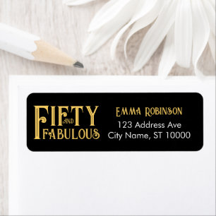 "50 and Fabulous" Fiftieth Birthday Party Address Return Address Label