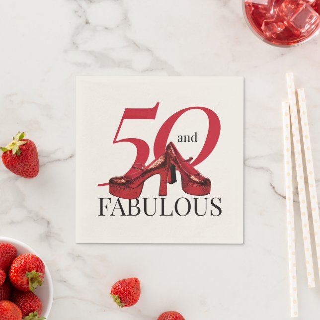 50 and Fabulous Fiftieth Birthday Party Paper Napkin (Insitu)