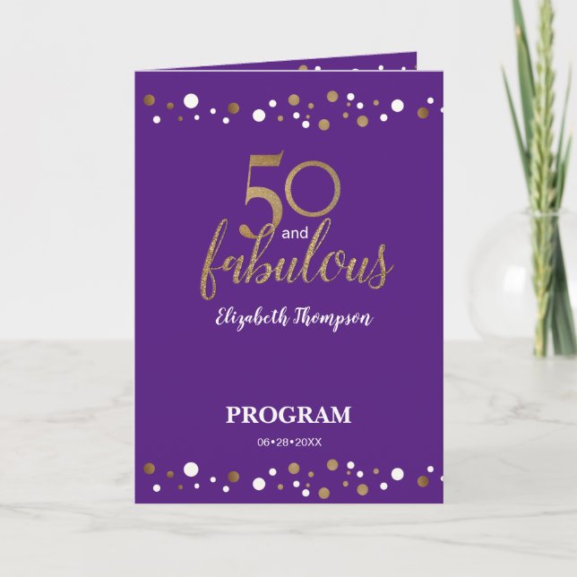 50 and fabulous fiftieth Birthday Purple Program (Front)