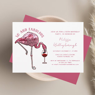 50 and Fabulous Flamingo 50th Birthday Party Invitation