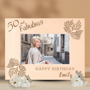 50 and Fabulous Foliage 50th Birthday Etched Frames