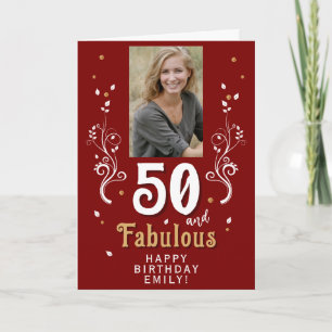 50 and Fabulous Foliage 50th Birthday Photo Card