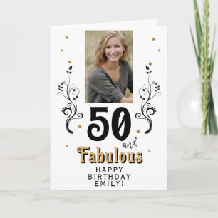 50 and Fabulous Foliage 50th Birthday Photo Card