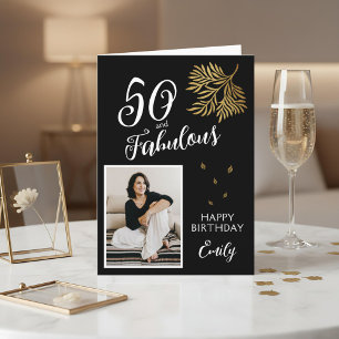 50 and Fabulous Foliage 50th Birthday Photo Card