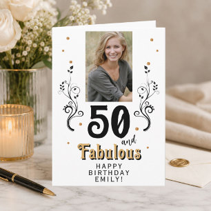 50 and Fabulous Foliage 50th Birthday Photo Card