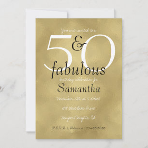 50 and Fabulous Glam Gold Invitation