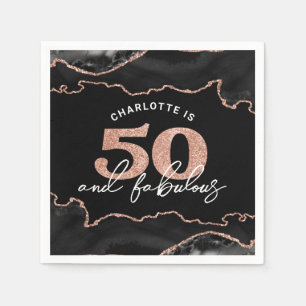 50 And Fabulous Glitter Rose Gold 50th Birthday  I Napkin
